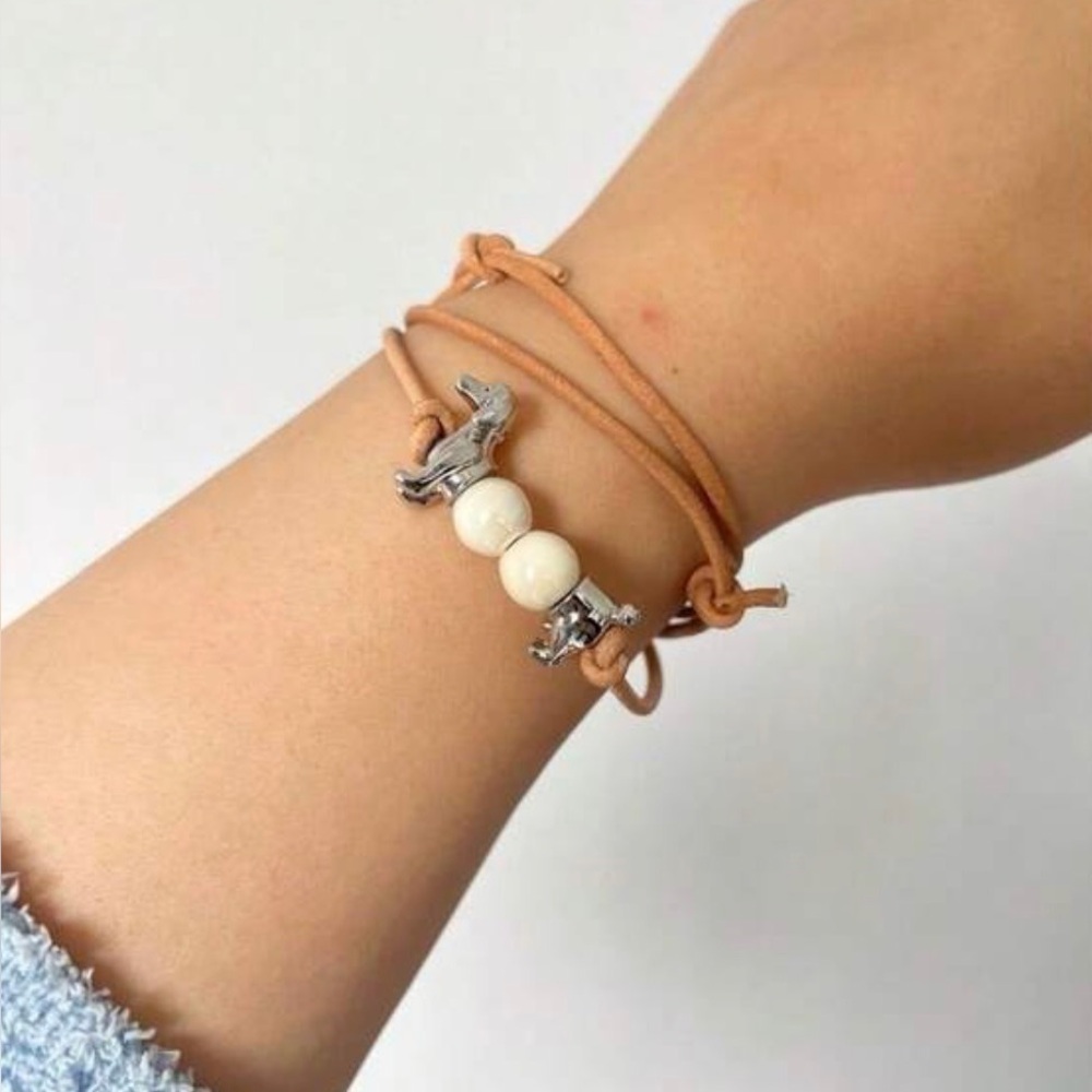 Dachshund necklace silver beaded sausage dog hotdog jewelry leather bracelet NEW - Picture 3 of 5